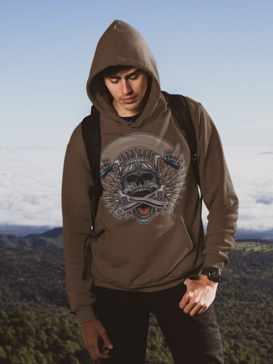 Skull Bike For Men Hoodies